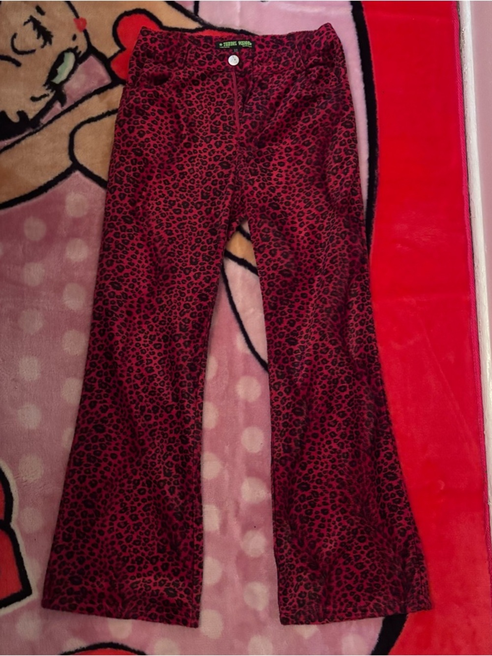 Red Leopard Boot Cut Pants